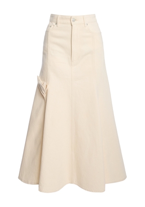 Erdem Fluted Denim Midi Skirt - Moda Operandi