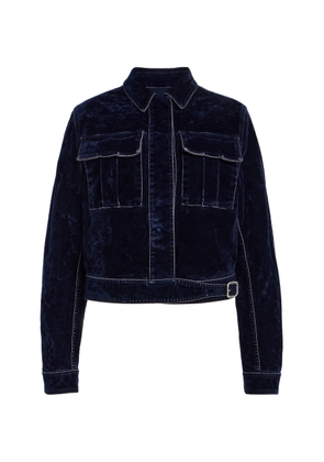 Ferragamo Boxy Cotton-Blend Velvet Jacket - Moda Operandi