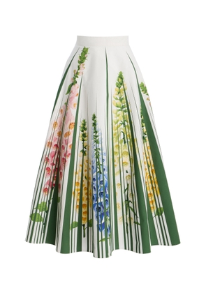 Oscar de la Renta Foxglove-Printed Cotton-Poplin Midi Skirt - Moda Operandi