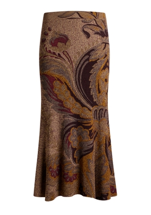 Etro Paisley-Printed Wool Knit Skirt - Moda Operandi