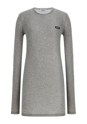 Miu Miu Ribbed Cotton T-Shirt Mini Dress - Moda Operandi