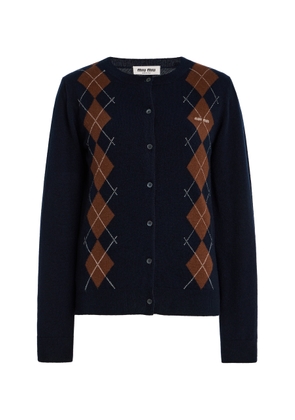 Miu Miu Argyle Cashmere Cardigan - Moda Operandi