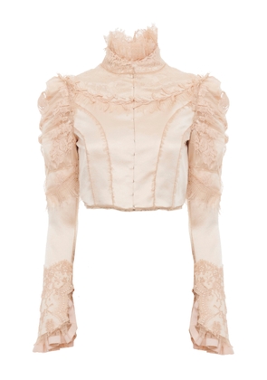 Chloé Lace-Detailed Silk-Satin Cropped Jacket - Moda Operandi