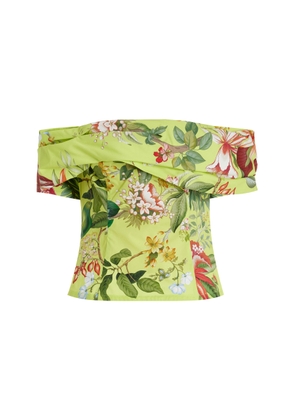 Oscar de la Renta Exclusive Painted Poppies Cotton Poplin Off-The-Shoulder Top - Moda Operandi