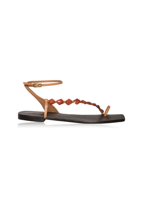 Johanna Ortiz Dazzling Crest Beaded Leather Sandals - Moda Operandi