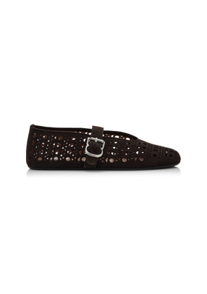 ALAÏA Perforated Suede Mary Jane Flats - Moda Operandi