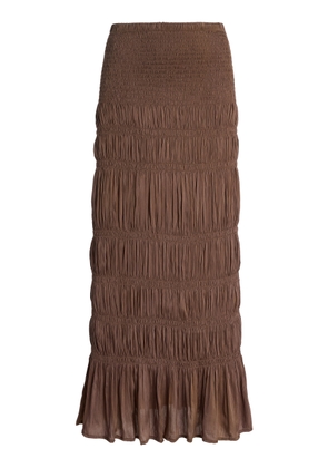 By Malene Birger Ilona Smocked Satin Maxi Skirt - Moda Operandi