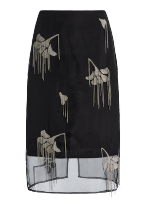 Róhe Tulip-Embellished Organza Midi Skirt - Moda Operandi