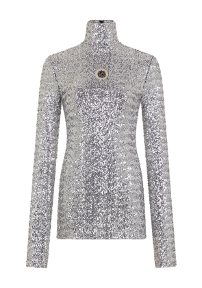 Rabanne Eyelet-Detailed Metallic Top - Moda Operandi