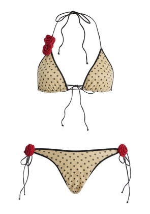 Oseree Lumière Rose-Detailed Polka-Dot Microkini - Moda Operandi
