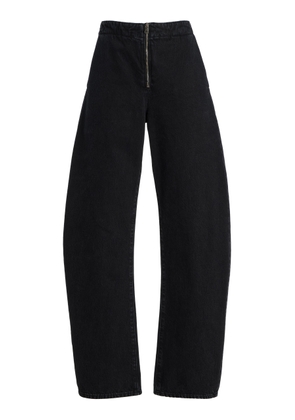 FRAME The Zip Rigid High-Rise Barrel-Leg Jeans - Moda Operandi