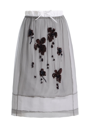Prada Embroidered Silk-Chiffon Midi Skirt - Moda Operandi
