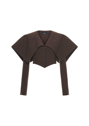 A.W.A.K.E. MODE Collared Checked Stretch-Wool Cropped Blazer - Moda Operandi