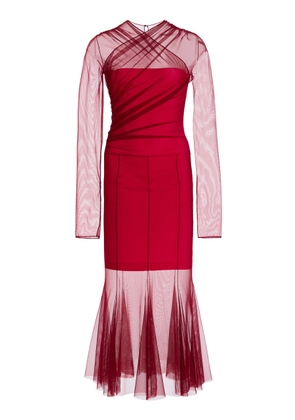 Nensi Dojaka Draped Tulle Midi Dress - Moda Operandi