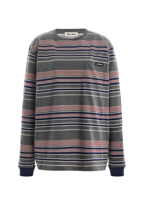Miu Miu Striped Cotton Jersey T-Shirt - Moda Operandi