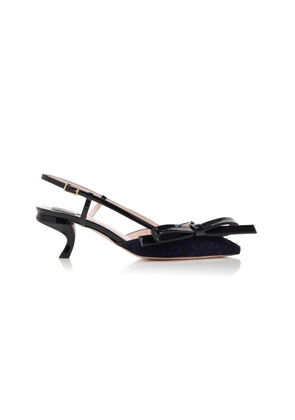 Roger Vivier Virgule Bow Wool Slingback Pumps - Moda Operandi