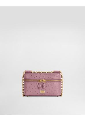 Dolce & Gabbana Sicily Small Shoulder Bag In Polished Ostrich Leather - Woman Shoulder And Crossbody Bags Pink Onesize