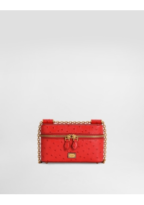 Dolce & Gabbana Sicily Small Shoulder Bag In Polished Ostrich Leather - Woman Shoulder And Crossbody Bags Red Onesize