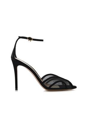 Gianvito Rossi Suede-Trimmed Mesh Sandals - Moda Operandi