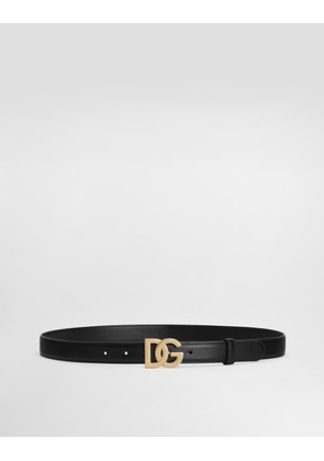 Dolce & Gabbana Calfskin Belt With Dg Logo - Woman Belts Black Leather 75
