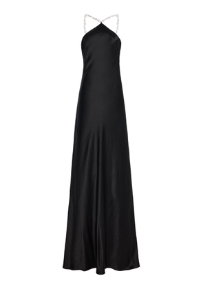 STAUD Cadence Beaded Satin Maxi Slip Dress - Moda Operandi