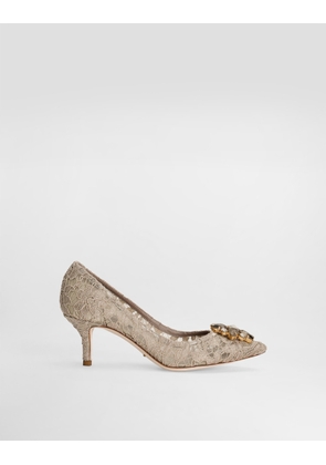 Dolce & Gabbana Lace Rainbow Pumps With Brooch Detailing - Woman Pumps And Slingback Beige Lace 37.5