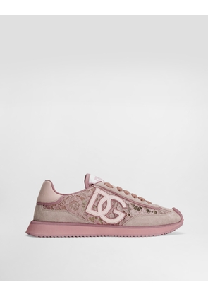 Dolce & Gabbana Dg Cushion Sneakers In Lace And Calfskin - Woman Sneakers Multicolor 39