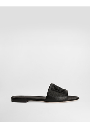 Dolce & Gabbana Suede And Dauphine Calfskin Flat Slippers - Woman Slides And Mules Black 40.5