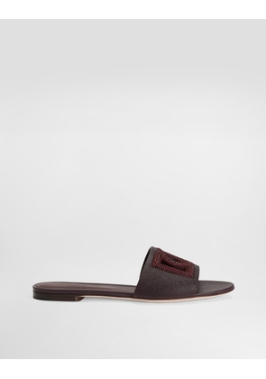 Dolce & Gabbana Suede And Dauphine Calfskin Flat Slippers - Woman Slides And Mules Bordeaux 41