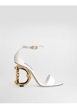 Dolce & Gabbana Nappa Leather Sandals With Baroque Dg Detail - Woman Sandals And Wedges White Leather 40