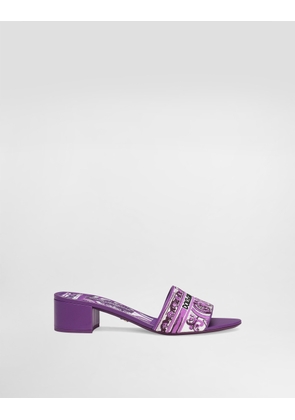 Dolce & Gabbana Slides With Thread Embroidery - Woman Slides And Mules Multicolor 36