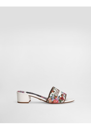 Dolce & Gabbana Nappa Leather Mules With Embroidery - Woman Slides And Mules White 40