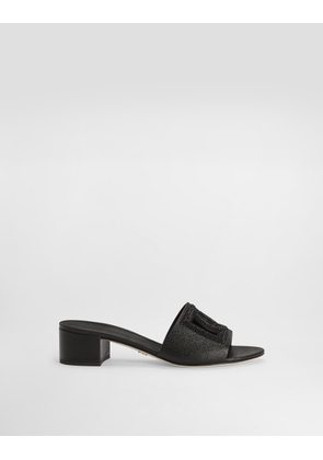 Dolce & Gabbana Mule In Dauphine Calfskin, Suede And Rhinestones - Woman Slides And Mules Black 40