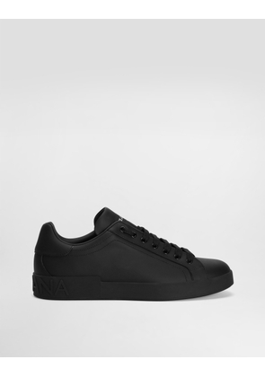 Dolce & Gabbana Calfskin Portofino Sneakers - Man Sneakers Black Leather 43.5