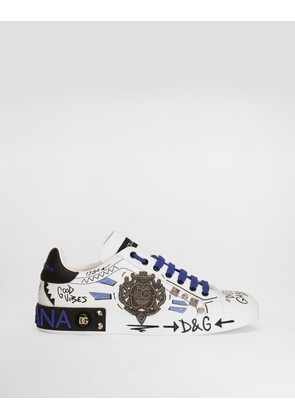 Dolce & Gabbana Calfskin Portofino Sneakers With Patch - Man Sneakers Multicolor 47
