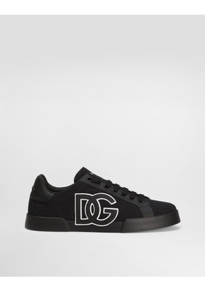 Dolce & Gabbana Portofino Light Strobel Sneakers In Canvas And Calfskin - Man Sneakers Black 41