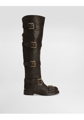 Dolce & Gabbana Horse Leather Boots - Woman Boots And Booties Brown 39