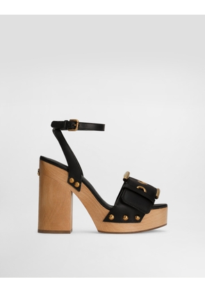 Dolce & Gabbana Cowhide Wedge Sandals - Woman Sandals And Wedges Black 37.5