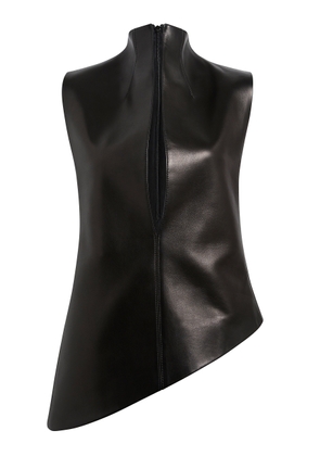 Khaite Von Asymmetric Plongé Leather Top - Moda Operandi