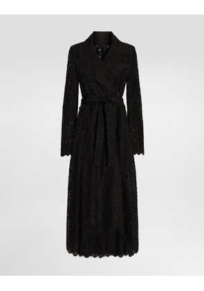 Dolce & Gabbana Long Double-breasted Cordonetto Lace Coat - Woman Coats And Jackets Black 44