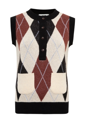 SIEDRÉS Carina Half-Buttoned Wool-Blend Vest - Moda Operandi
