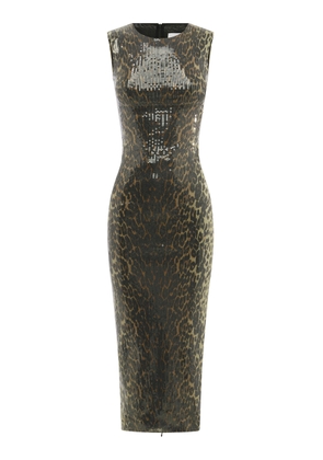 Alex Perry Sequined Leopard-Print Midi Dress - Moda Operandi
