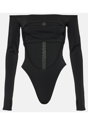 Mugler Circle off-shoulder cutout bodysuit