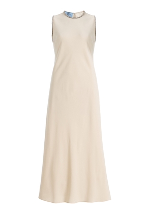 Prada Crystal-Trimmed Sablé Midi Dress - Moda Operandi