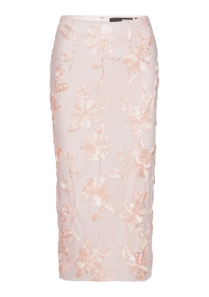 ROTATE Floral-Appliquéd Mesh Midi Skirt - Moda Operandi