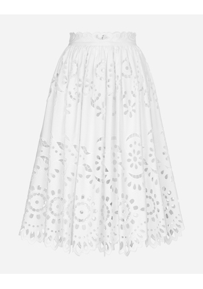 Dolce & Gabbana Cotton Midi Circle Skirt With Cut-out Detailing - Woman Skirts White 50