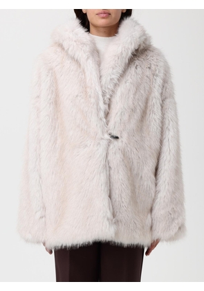 Fur Coat TWINSET Woman color Yellow Cream
