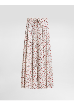 Dolce & Gabbana Small Rose-print Charmeuse Circle Skirt - Woman Skirts Multicolor 36