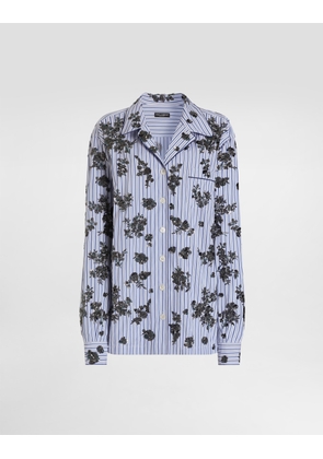 Dolce & Gabbana Poplin Shirt With Crystal Flower Embroidery - Woman Shirts And Tops Multi-colored 40