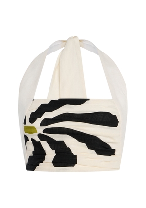 Cala de la Cruz Fiji Linen Halter Crop Top - Moda Operandi